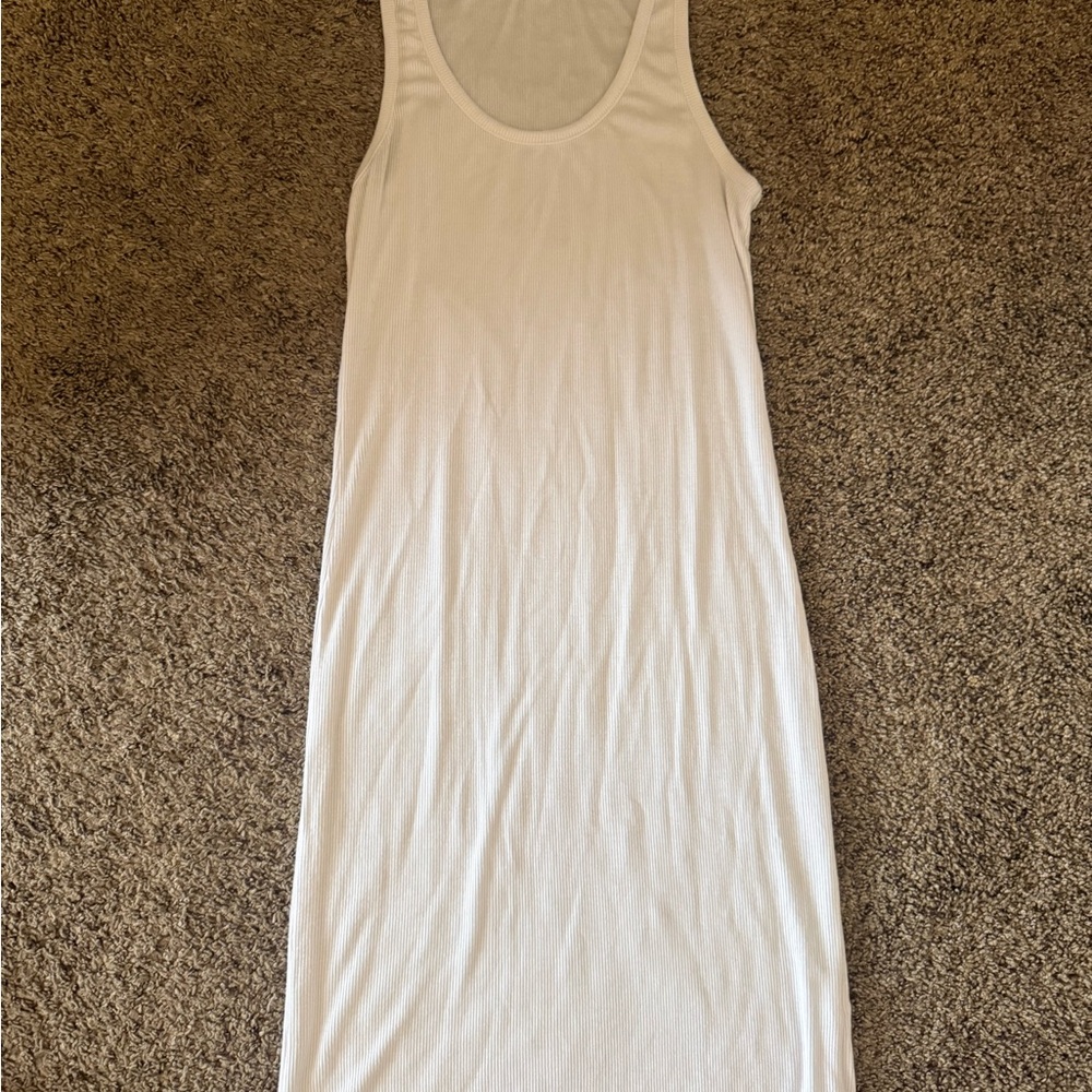 TALENTLESS White Ribbed Maxi Tank Dress